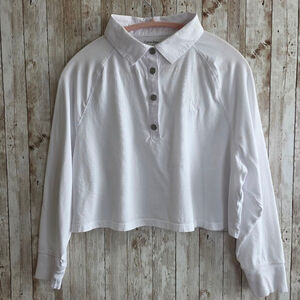 Women's Calvin Klein Jeans Long Sleeve Cropped Top Shirt XL White